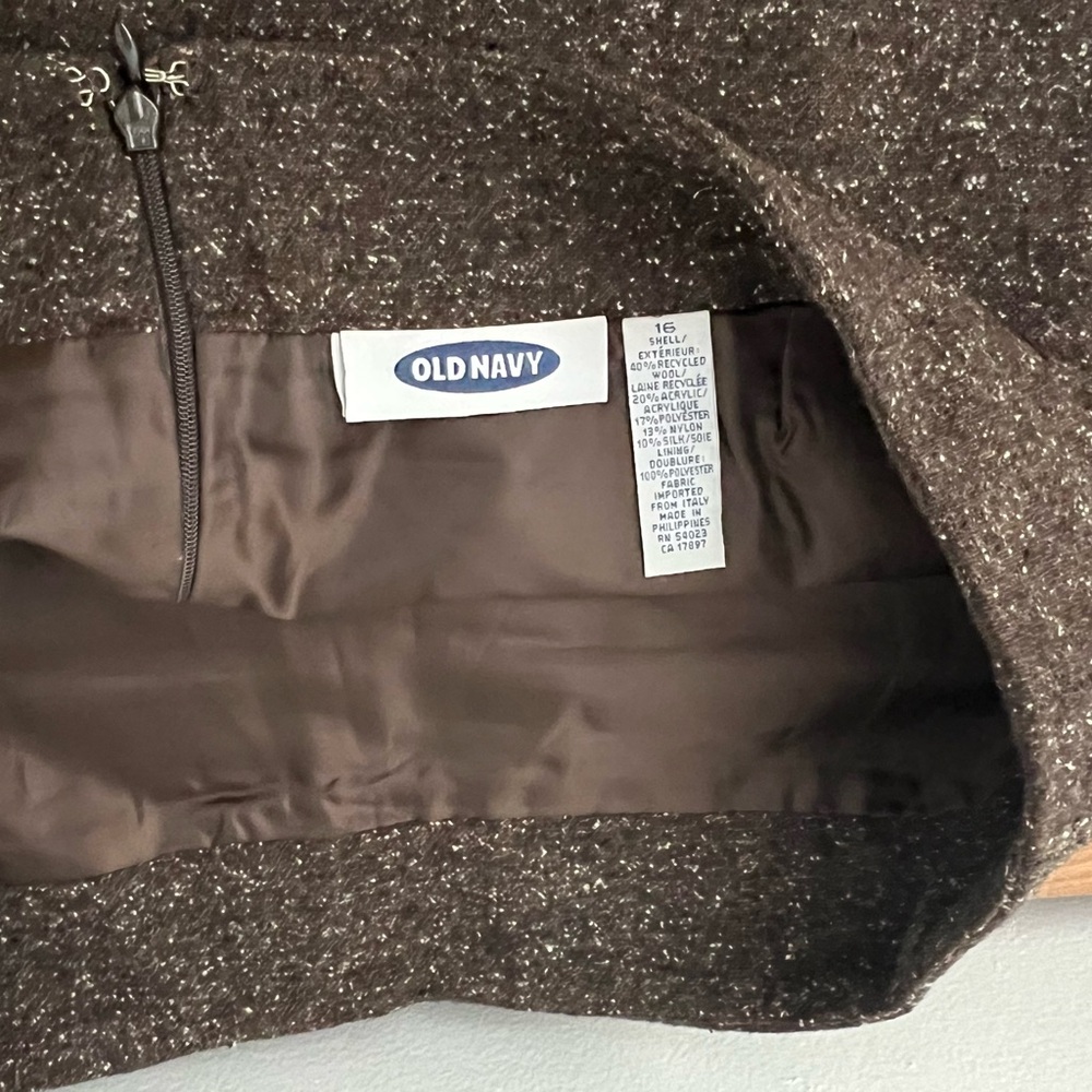 VTG- Old Navy Brown Tweed Mini Skirt - Picture 4 of 4
